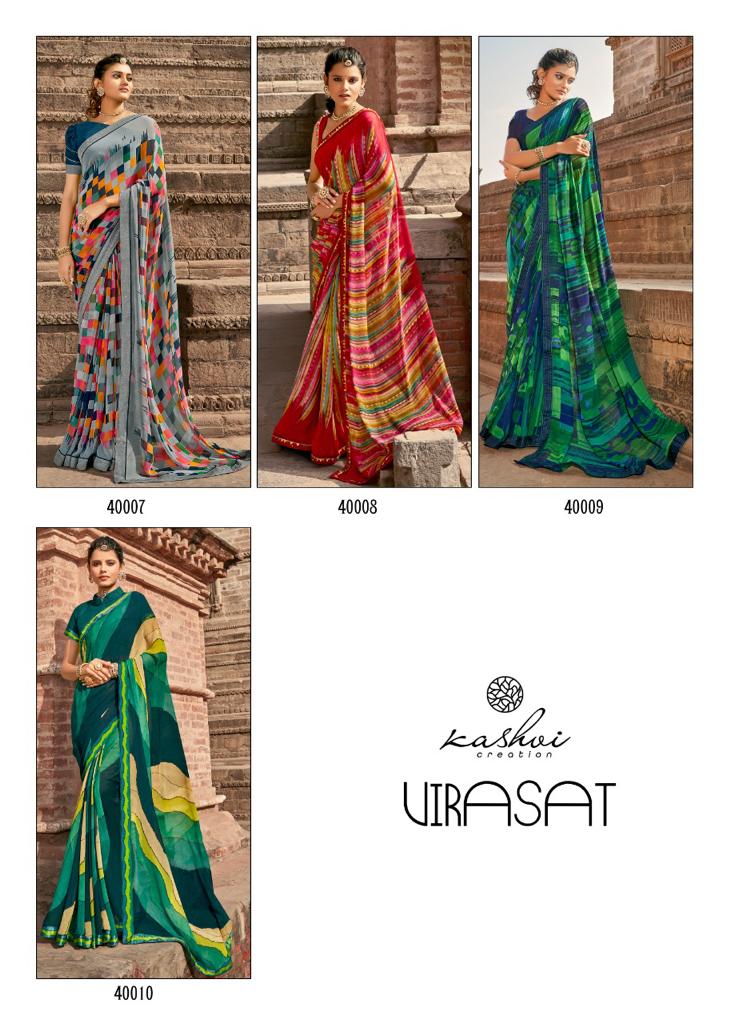 Kashvi Virasat Fancy Wear Georgette Printed Stylish Saree Collection